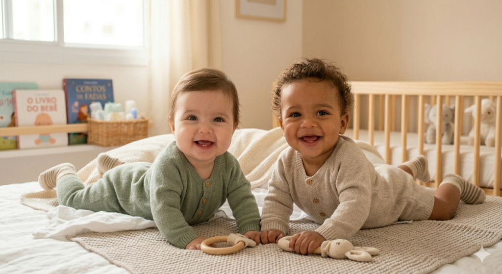 Bebê em exame de triagem neonatal, representando cuidados em saúde no Piauí