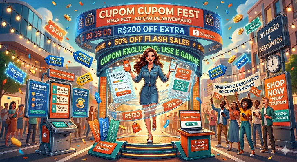 Cupom de desconto Shopee com 20% off e frete grátis para maio