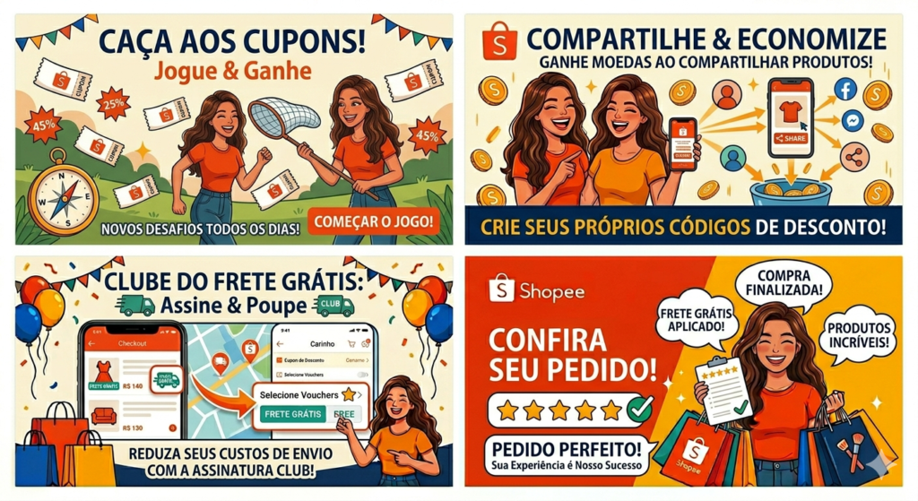 Cupom de desconto Shopee com benefícios de isenção de impostos